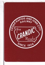 Single Railroad Playing Card "Cedar Rapids & I C, CRIC-2" Bollhagen Bk, Standard