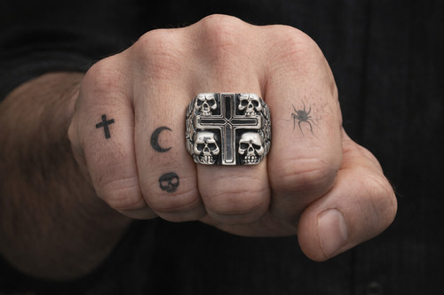 Bague motard homme argent - motard, en