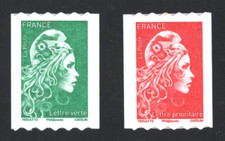 2018 Autoadhésifs 1601 et 1602 Roulettes de MARIANNE L' ENGAGEE NEUFS**