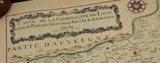 grande carte ancienne coloriée Généralité de Lyon d'après Jacquemin" 1748