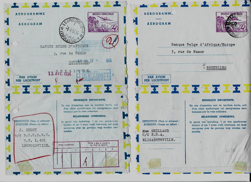 Congo belge 2 aérogrammes - congo, :