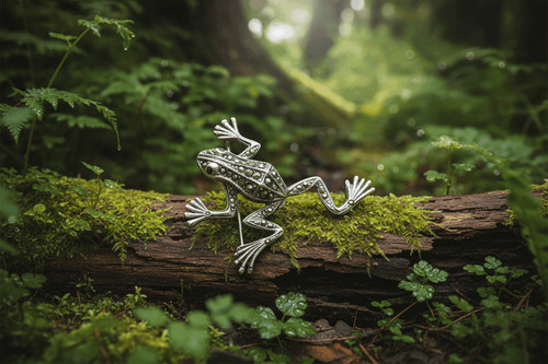 Ensemble broche grenouille