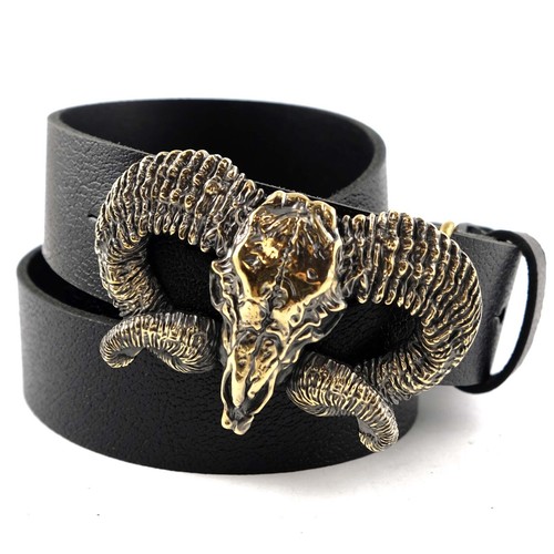 Leather belt with - , brass