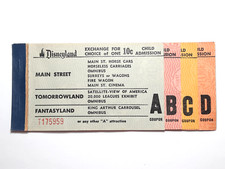 Disneyland Vintage Rare 1958 Child A - D Ride Admission Ticket Book Disney  