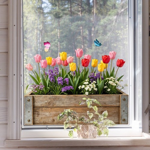 Stickers fenêtre floral pvc - fenêtre,