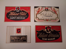 LOT 4 ETIQUETTES HELIOS PILS BRASSERIE SAINT NICOLAS 7 X 11 cm EXCELLENT ETAT