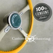 Pour Nissan Figaro 1989-1991 Luxe Jaune Véritable Housse Volant Cuir