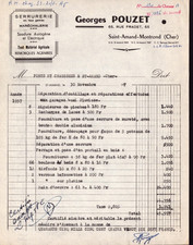 SAINT-AMAND-MONTROND (18) LOCKSMITH MARECHALERIE "Georges POUZET" Invoice 1957