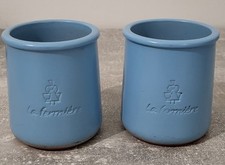 Lot Of 2 La Fermière Blue Terracotta Yogurt Pot CERMER Vintage 