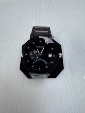 Bulova Men's Diamond All Black Stainless Steel Date 40mm Watch 98D109