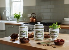 Vintage Vincent Garnier PARIS 3 Apothecary Jars Set - Decorative Spice Jars