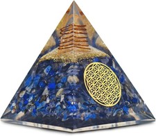 Pyramide d'orgonite Lapis Lazuli EMF Orgone Guérison Cristal Méditation...