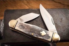 Couteau Rough Rider Appaloosa 2 Lames Acier 440 Manche Os Boite Collector RR2487