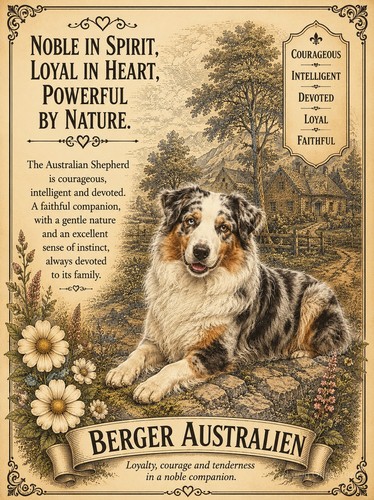 Affiche berger australien - berger,