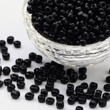 LOT de 500 PERLES rocaille VERRE NOIRES OPAQUE 4mm 6/0 création bijoux