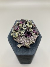 Vintage Marcel Boucher Brooch Floral Bouquet Purple Rhinestone Signed