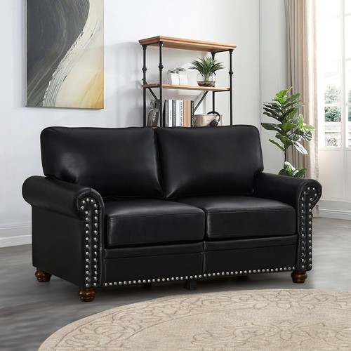 Faux leather loveseat - faux,