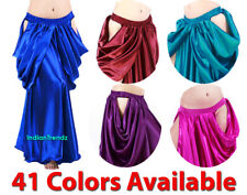 Satin Drape Skirt Swing Belly Dance Costumes Tribal Oriental Jupe Flamenco Slit
