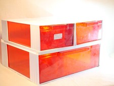 lot of translucent red plastic storage boxes 70s ref SDB24BIB002