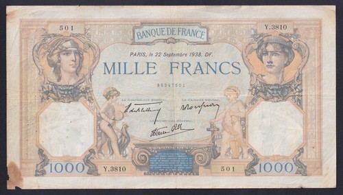 Billet france 1000 francs - billet,