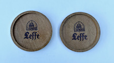 Lot of 2 Leffe Wooden Coasters - 10 cm Diameter - Collection