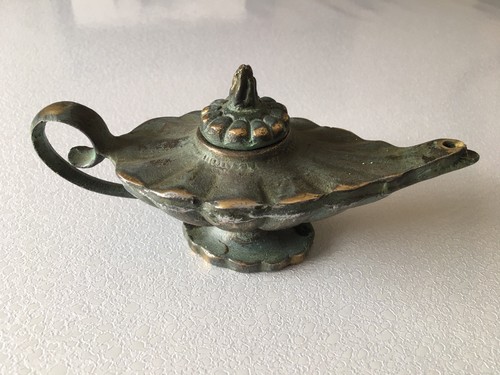 Lampe huile bronze doré - lampe,