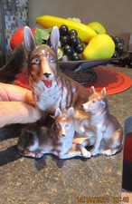 Famille de Grand Chien Berger Allemand Mère et Chiots en Faïence 14cm