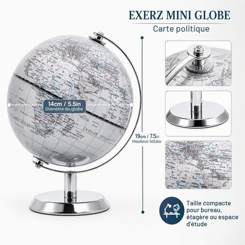 Globe terrestre argent - terrestre, 14
