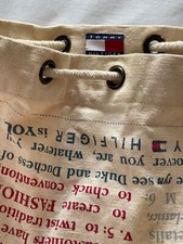 Vintage Tommy Hilfiger White Canvas Rucksack Duffle Laundry Bag Sack Backpack