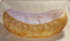 Art Deco Consolidated Martele Glass Amber PARAKEETS Console Bowl Lalique Inspire