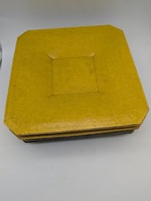 Lot of 6 square plates, Charles EISSAUTIER, green and yellow enamel