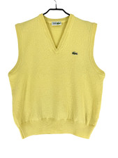 Vintage Lacoste Men Chemise 100% Wool Waistcoat Gillet Vest Size 6 - XL