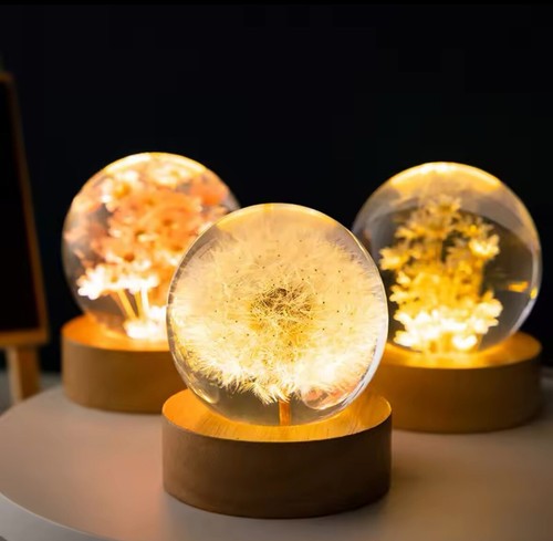 Boule cristal fleurs - cristal,