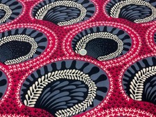 Tissu Wax gris bordeaux noir Touba