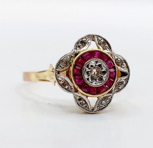 Bague cible art deco - , or