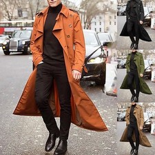 Manteau trench long classique homme hiver vintage ample pour toute occasion