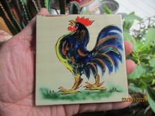 Joli Petit Carreau de Faïence en Terre cuite vernissée Fier comme un  Coq 