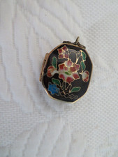 old enamel pill box cloisonne Asia chatelaine