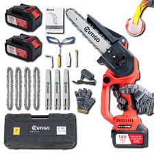 Mini Tronçonneuse Sans Fil avec 2 Batteries de 3000Mah Guide de 8 Pouces