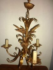 antique gold metal chandelier wheat sheaf flowers 3 lights dlg jansen rings hollywood