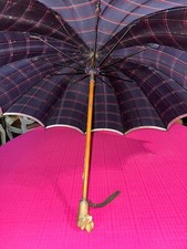 Antique Silk Umbrella Horn Dog Head Knob