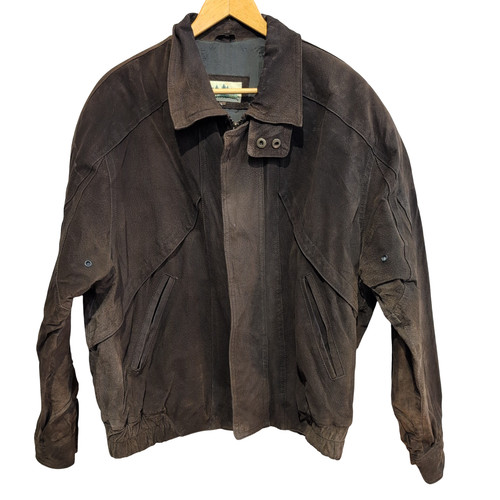 Blouson cuir nubuck marron