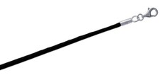 Collier en Cordon de Soie Lisse Noir - Fermoir en Argent 925/000