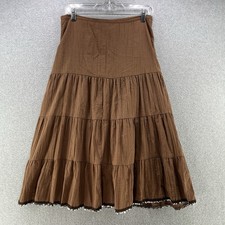 Janette Womens Gypsy Skirt Medium M 30W Brown Made In USA Side Zip Sequin