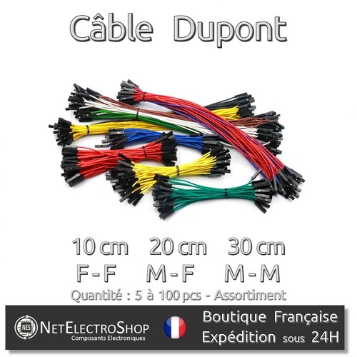 Câble dupont mm - dupont, ff/mf/mm