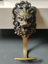 Porte Manteau Mural Lion/Patère Art Déco Tête Lion En Bronze Patine Vieil Or