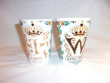2 1948 Societe Ceramique Maestricht Holland L W Dutch Pottery 4" Cups Tumblers