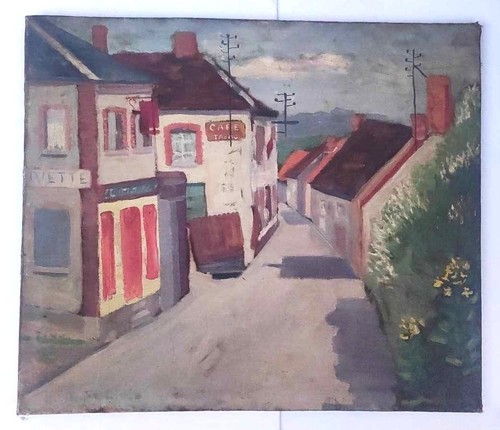 Rue village grand tableau - -,