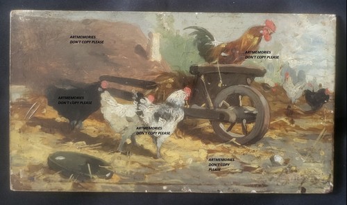 Poules panneau c1920 30 - /,