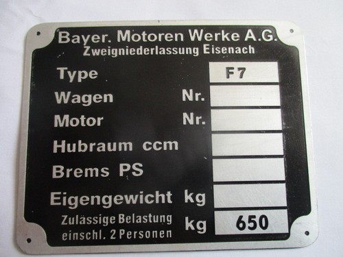 Type plate bmw - type,